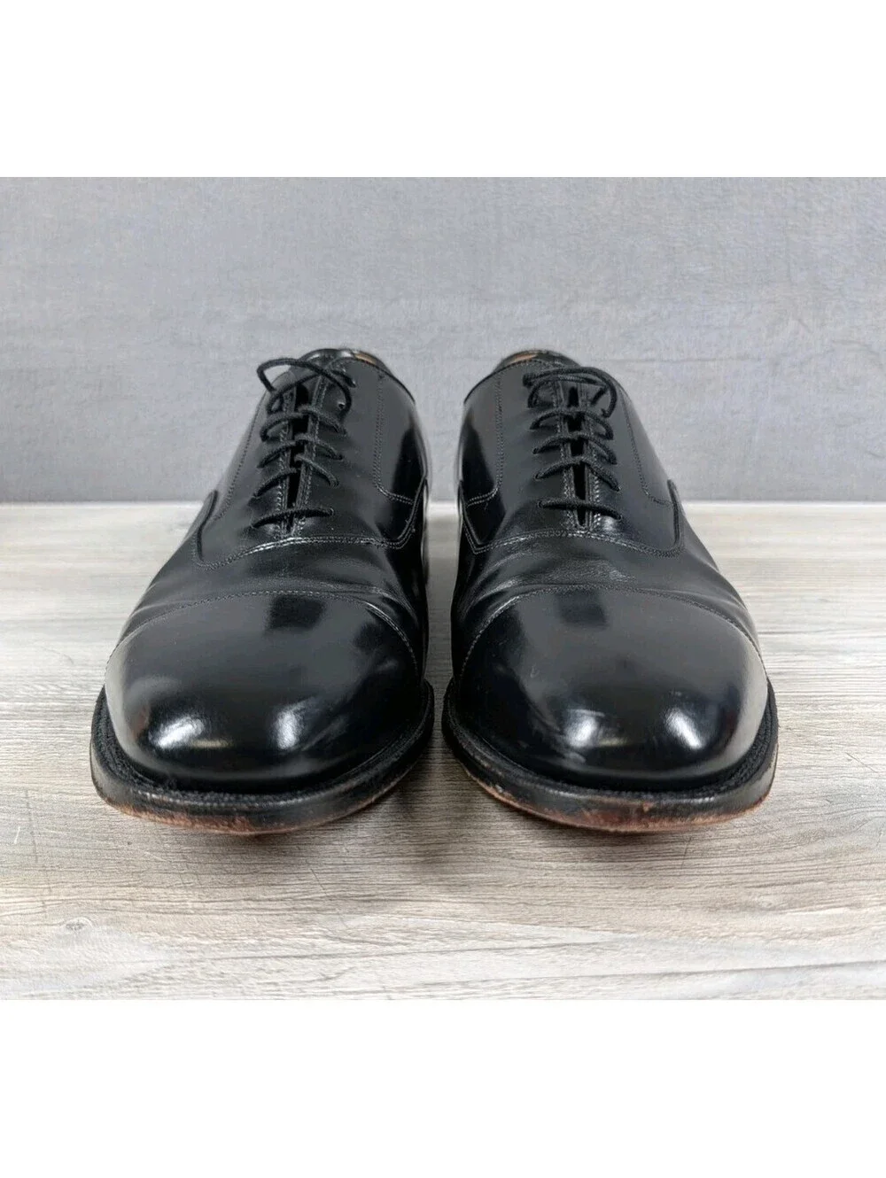 Johnston Murphy Mens 13D Black Leather Cap Toe Oxford Dress Shoes Handcrafted